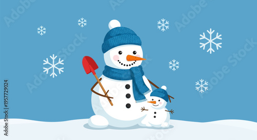 Snowman and small snowman winter.