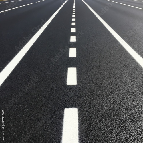 Endless Asphalt Horizon With Clear Lane Markings Leading Forward