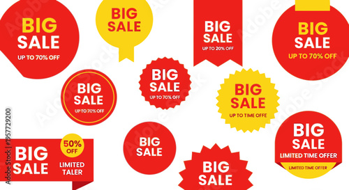 Collection of big sale stickers.
