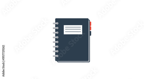 Dark blue spiral bound notebook.