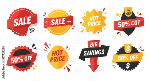 Discount sale price tags stickers.
