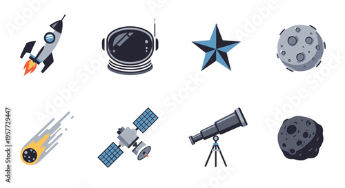 Space objects and astronomy equipment.
