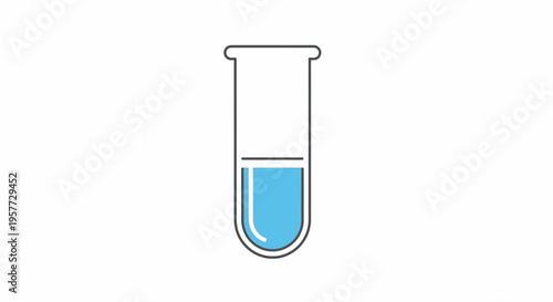 Test tube with blue liquid inside.