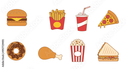 Variety of fast food items displayed.