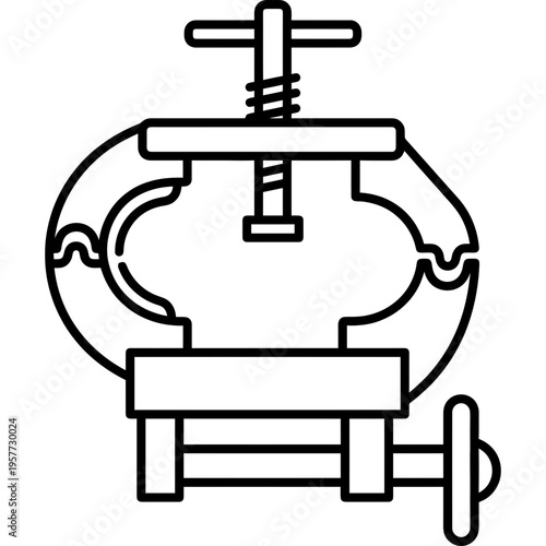Minimalistic rope clamping vice outline icon