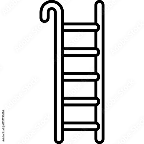 Minimalistic thatching roof ladder with hook outline icon