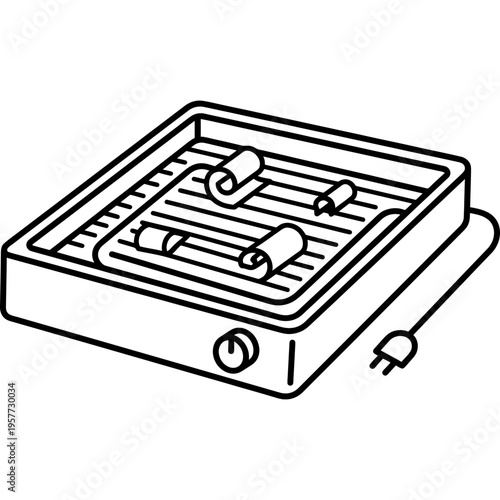 Minimalistic heated sand shading tray outline icon