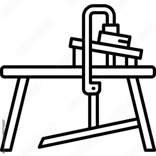 Minimalistic shave horse foot-operated bench outline icon