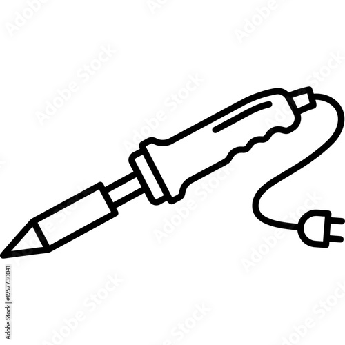Minimalistic traditional copper-tipped soldering iron outline icon