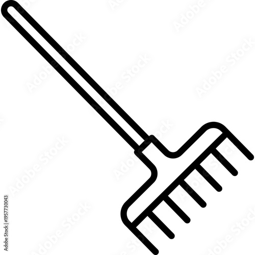 Minimalistic thatching side rake combing tool outline icon