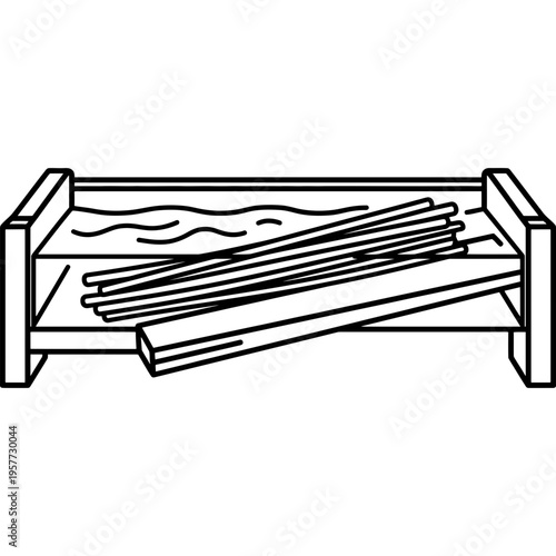 Minimalistic long willow soaking trough outline icon