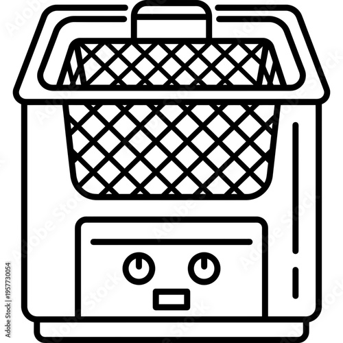 Minimalistic ultrasonic cleaning machine outline icon