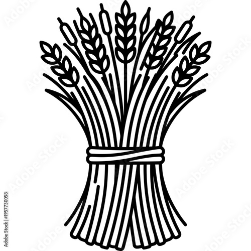 Minimalistic tied bundle of thatching straw outline icon