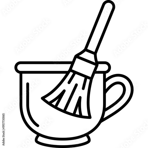 Minimalistic water gilding cup with brush outline icon