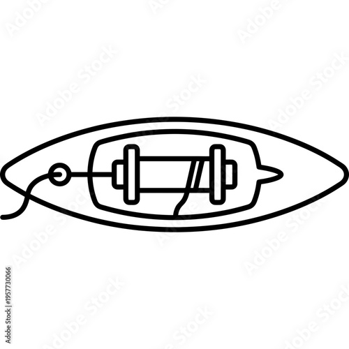 Minimalistic boat-shaped weaving shuttle outline icon