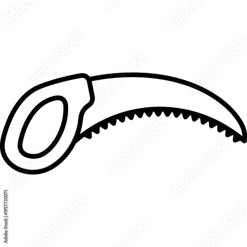 Minimalistic small curved veneer cutting saw outline icon