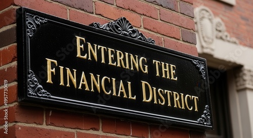 Entering The Financial District Ornate Sign On Brick Wall
