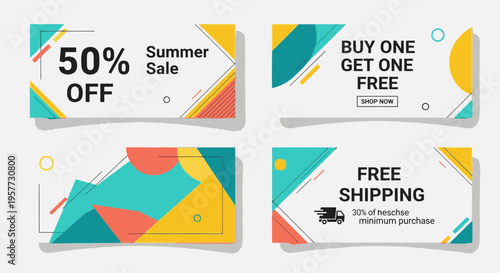 Discounts and promotions labels set.