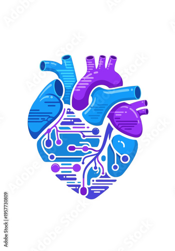 Heart with circuit board design.
