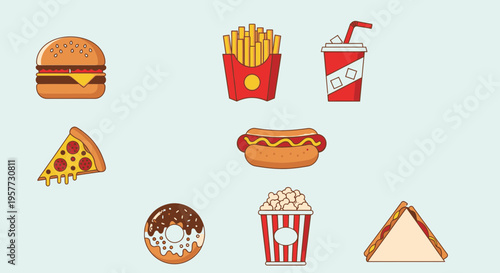 Fast food icons on white background 2.