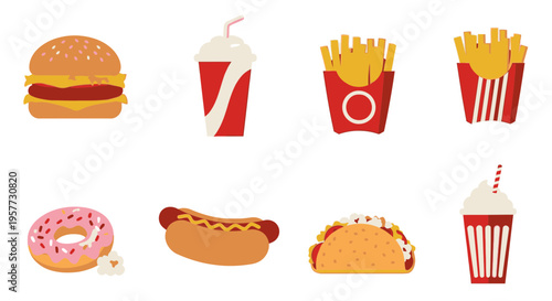 Fast food menu items on table.