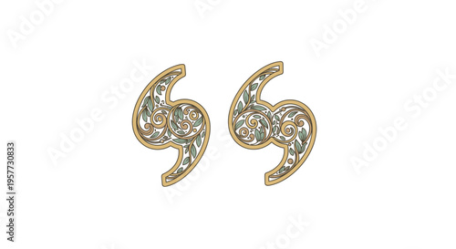 Gold and diamond earrings closeup.