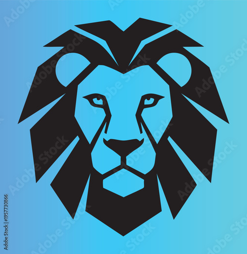 Geometric lowpoly lion head illustration with sharp edges
