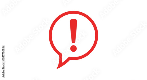 Red exclamation mark in speech bubble.
