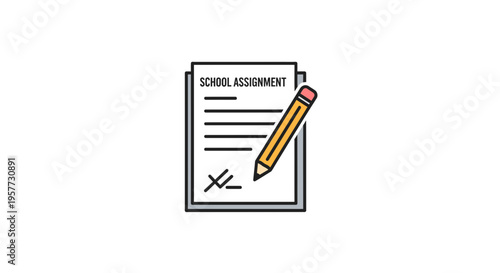 School assignment with pencil on paper.