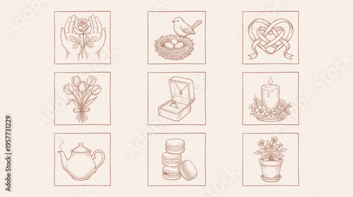 Elegant Hand-Drawn Sketch Icon Collection for Various Design Projects