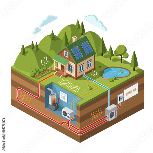 House with geothermal energy system.