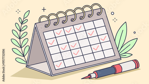 Calendar with heart mark representing important date, love reminder, appointment or special event. Simple flat design for planning and lifestyle themes.