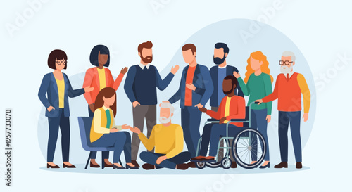 Diverse group of people together.