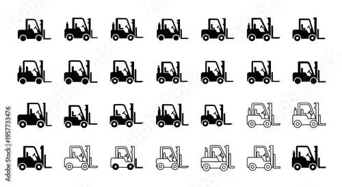 Collection of Forklift Icons: Modern and Classic Designs for Logistics and Industry