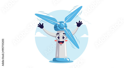 Cartoon Electric Fan Character.