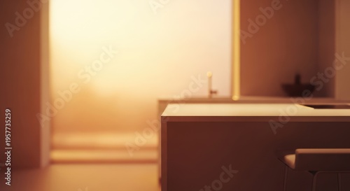 Minimalist Interior Design with Warm Lighting and Modern Furniture.