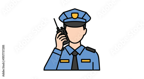 Police officer avatar with walkie talkie communication device.