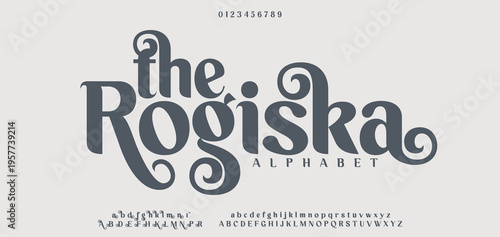 The Rosgiska Elegant typography beauty fashion elegant minimalist serif italic fonts decorative wedding vintage retro logos. Minimal luxury font alphabet logo. Vector illustration