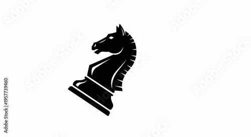 Black chess knight piece closeup side.