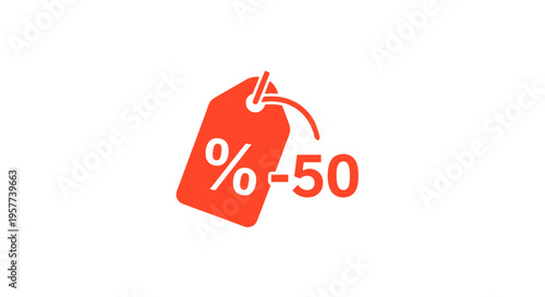 Red discount tag with percentage symbol.
