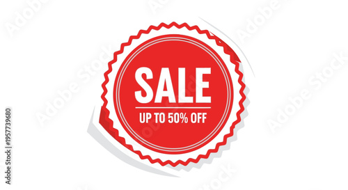 Red sale discount sticker emblem sign.