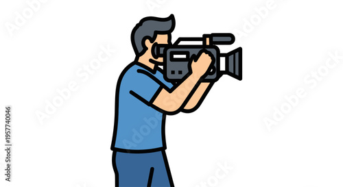 Professional videographer capturing footage with a camera.