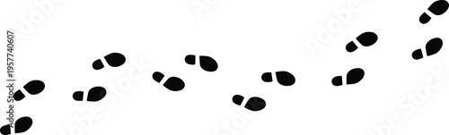 Footprints in a diagonal line on white background