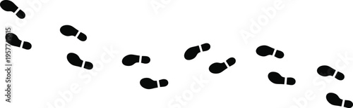 Black footprints on white background walking in a line