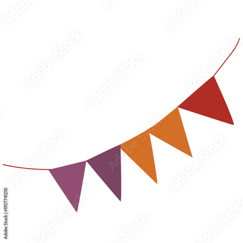 Colorful party banner bunting, celebration decoration, festive event, party supplies, joyful occasion, triangular flags, and cheerful celebration decoration icon.