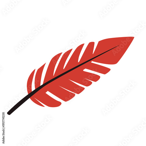 Red feather quill pen, celebration writing, festive decoration, party invitation, elegant design, ceremonial symbol, and creative celebration accessory icon.