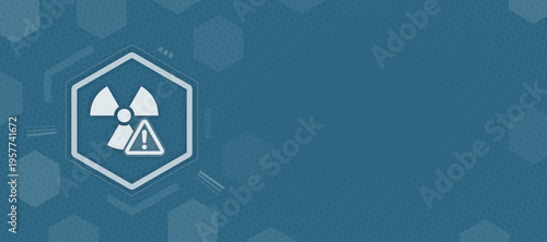 Radiation hazard and nuclear energy risk warning vector background with radioactive icon and copy space for science safety