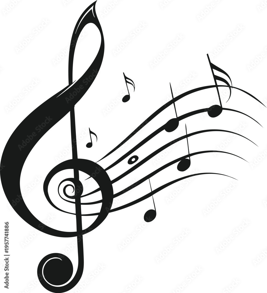 Fototapeta premium Black eighth note musical notation with smaller notes on staff