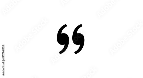 Black quotation marks on white.