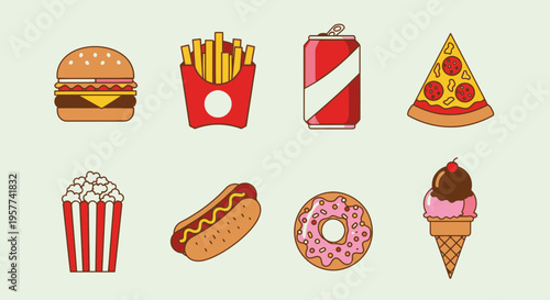 Assorted junk food and snacks.